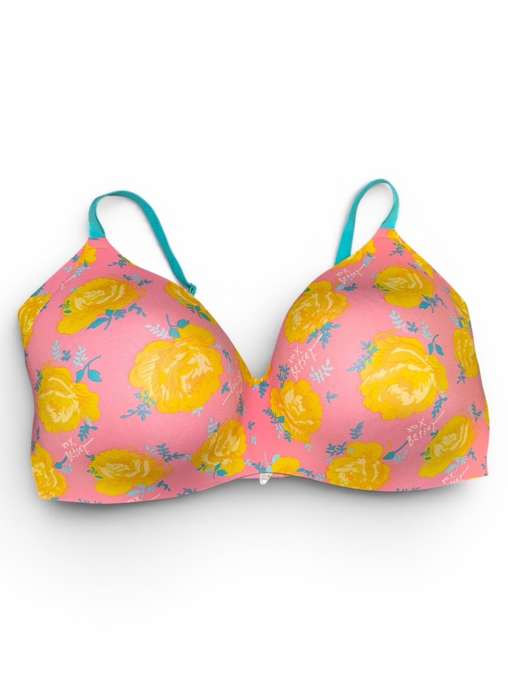 Betsey Johnson X Knix 8 Yellow Rose print wireless bra 40f, 42ddd, 42F